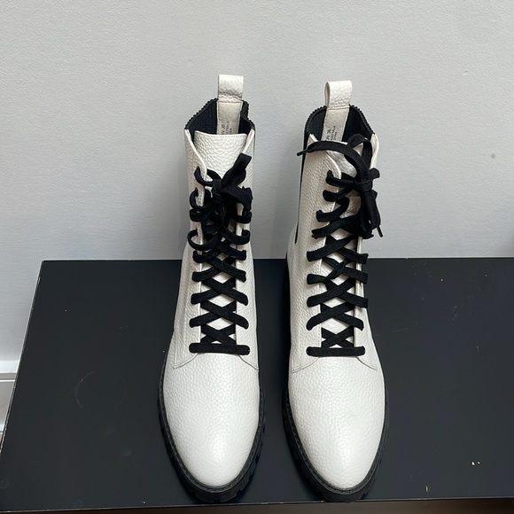 SENSO Jackson ankle boots white combat lace up leather US7 - Picture 5 of 12